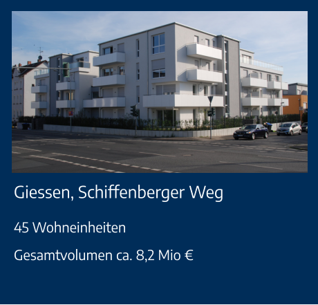 Giessen, Schiffenberger Weg 45 WohneinheitenGesamtvolumen ca. 8,2 Mio €